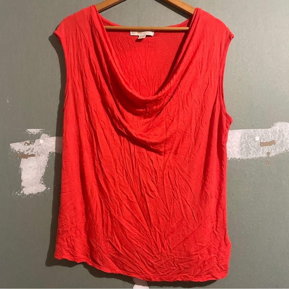Michael Michael Kors Women’s Orange Sleeveless Cowl-Neck Blouse Top
